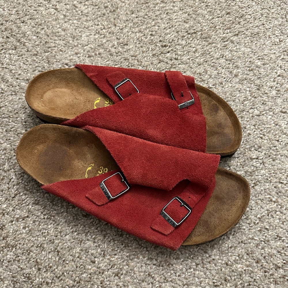 Birkenstock Red Suede Sandals